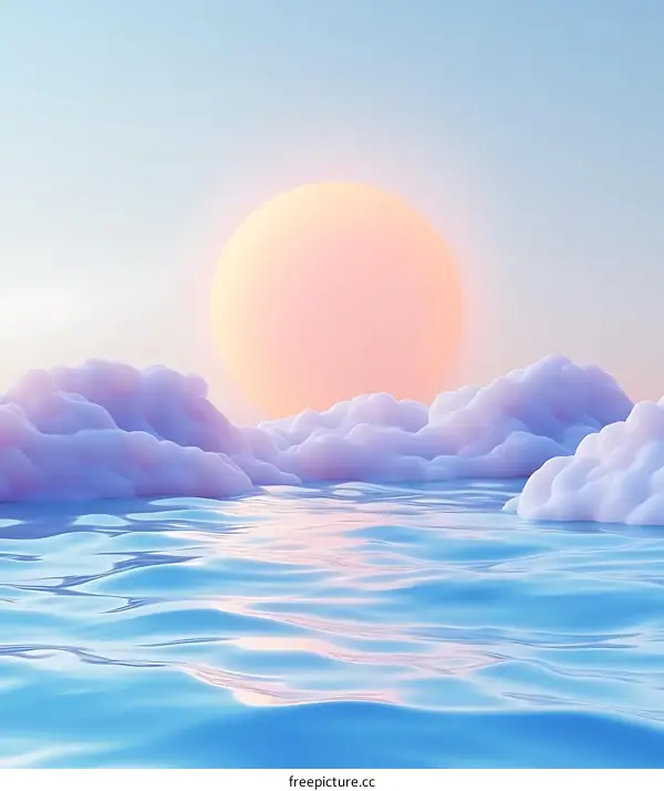 Dreamy Sky and Ocean with Pink Clouds