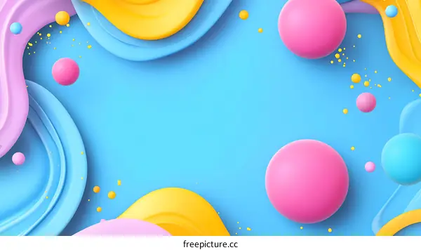 Abstract Blue Yellow Pink Liquid Background
