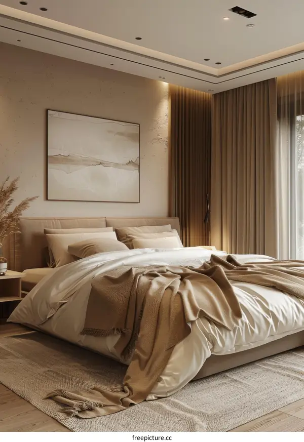 Beige Modern Bedroom Interior Design