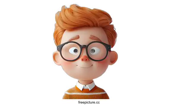 [Transparent Background PNG]Smiling Boy with Glasses