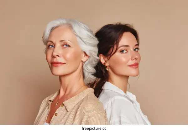 Two Women Portrait with Beautiful Skin