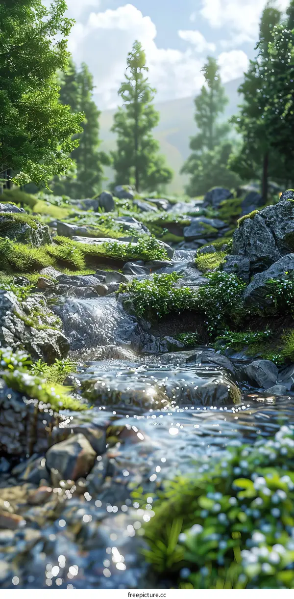 Tranquil River Flowing Through Dense Forest