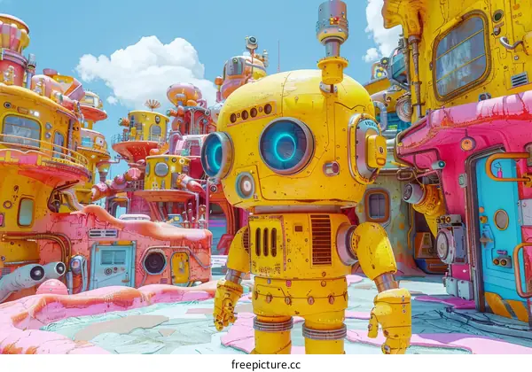 Vibrant Robot Cityscape