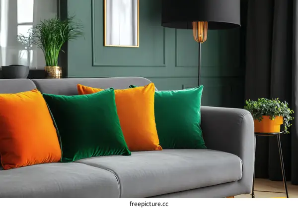 Modern Living Room with Vibrant Pillows