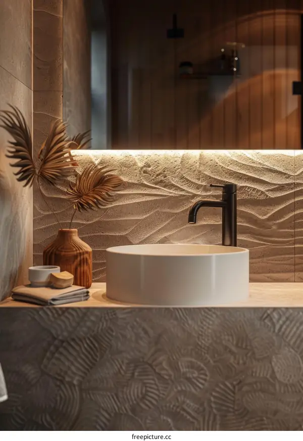 Modern Beige Bathroom Sink and Countertop Design