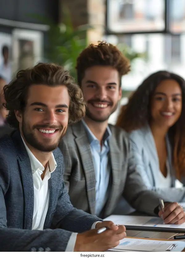Three young professionals in a meeting