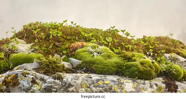 Green Moss Growing on a Rock