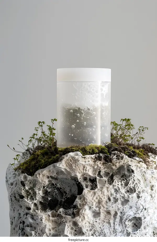 White Jar On A Moss Covered Rock