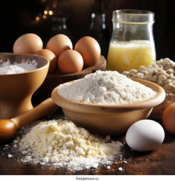 Essential Baking Ingredients: Flour, Eggs, and Butter