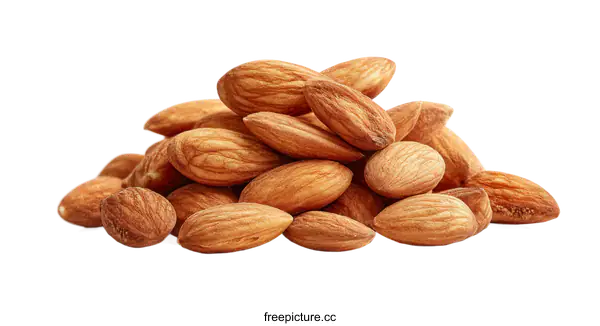 [Transparent Background PNG]Close-up Pile of Almonds on White Background