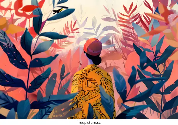 Woman in a Jungle Illustration