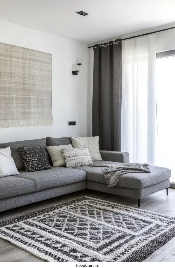 Modern Grey Living Room with Area Rug