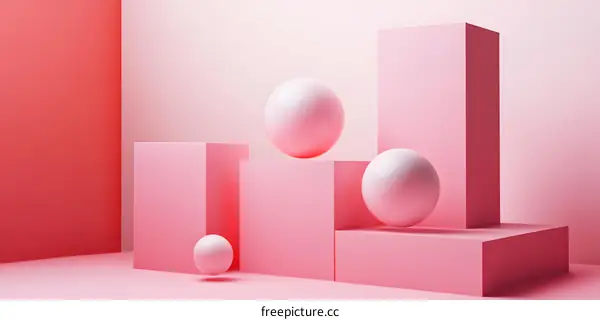 Abstract Minimalist Pink Geometric Shapes Background