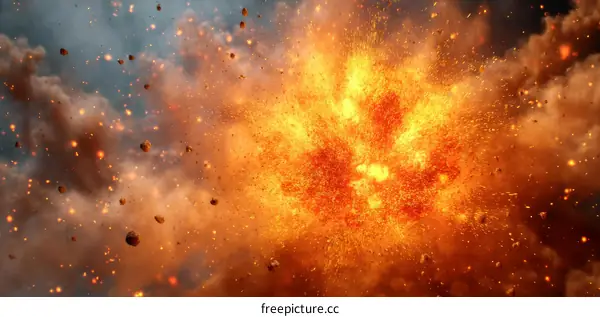 Explosive Blast of Fire and Debris