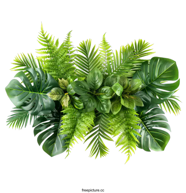 [Transparent Background PNG]Tropical leaves on black background
