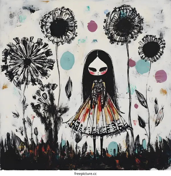 Girl in a Field of Dandelions