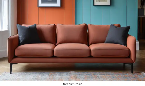 Rustic Modern Sofa in a Living Room