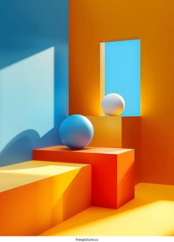 Abstract Geometric Shapes 3D Illustration with Colorful Background