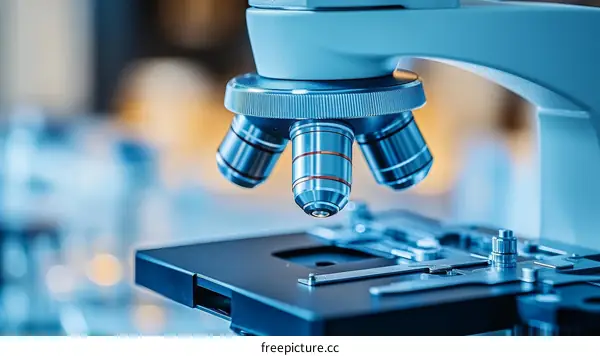 Closeup of a Modern Microscope