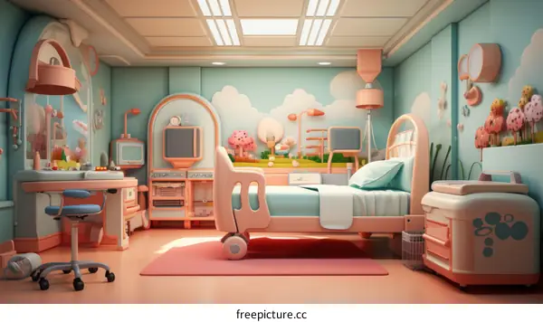 Pediatric hospital room interior
