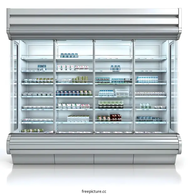 Commercial Refrigerator With Glass Doors And Shelves