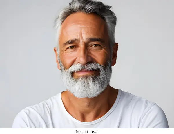 Portrait of a smiling mature man with a white beard