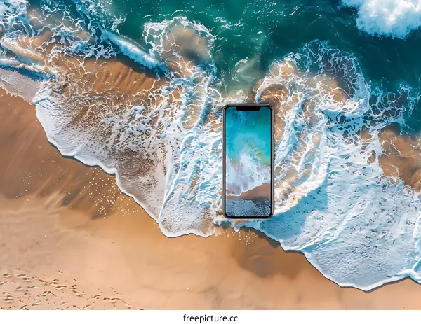 Beach Ocean Waves with Phone