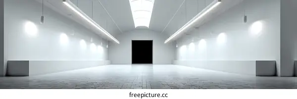 Modern Empty White Hallway with Light Fixtures