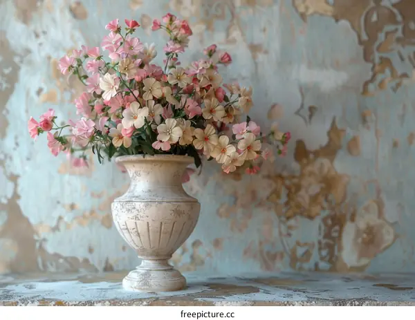 Vintage Vase with Delicate Flowers