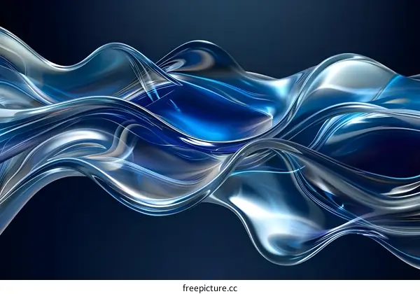 Blue and silver abstract waves background