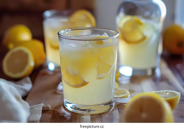 Fresh Homemade Lemonade With Lemon Slices