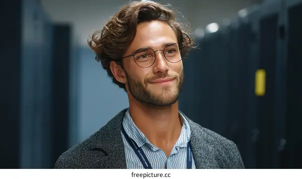 Confident Business Professional in a Server Room