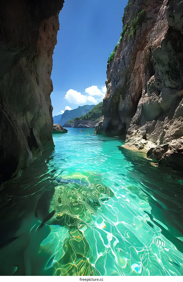 Crystal Clear Water In A Sea Cave