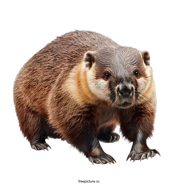 [Transparent Background PNG]Closeup of a Wet Brown Capybara on a White Background