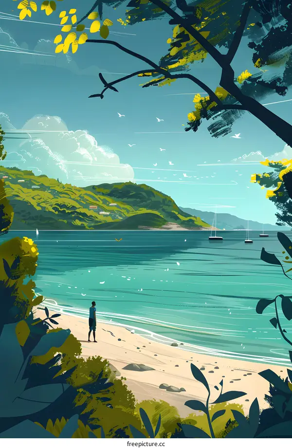 A Man Standing on the Beach Looking at the Ocean