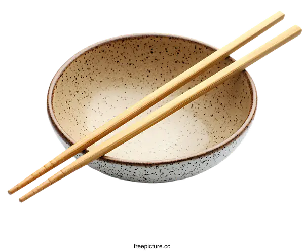 [Transparent Background PNG]Empty Ceramic Bowl with Chopsticks