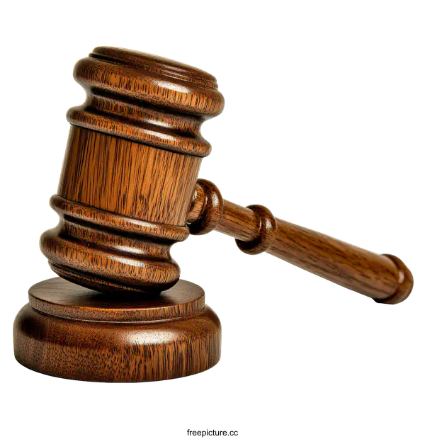 [Transparent Background PNG]Wooden Gavel on White Background for Legal Justice