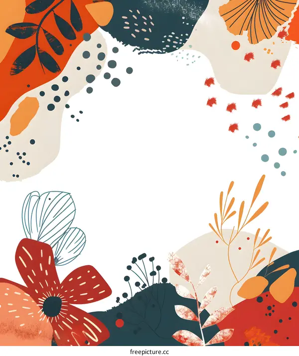 Abstract Floral Frame With White Background