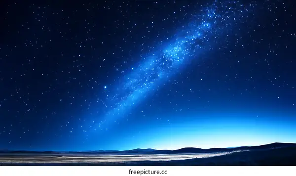 Starry Night Sky Over a Landscape
