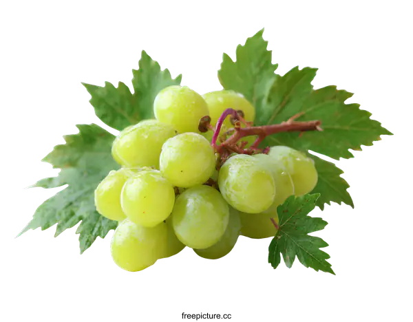 [Transparent Background PNG]Fresh Green Grapes with Leaves
