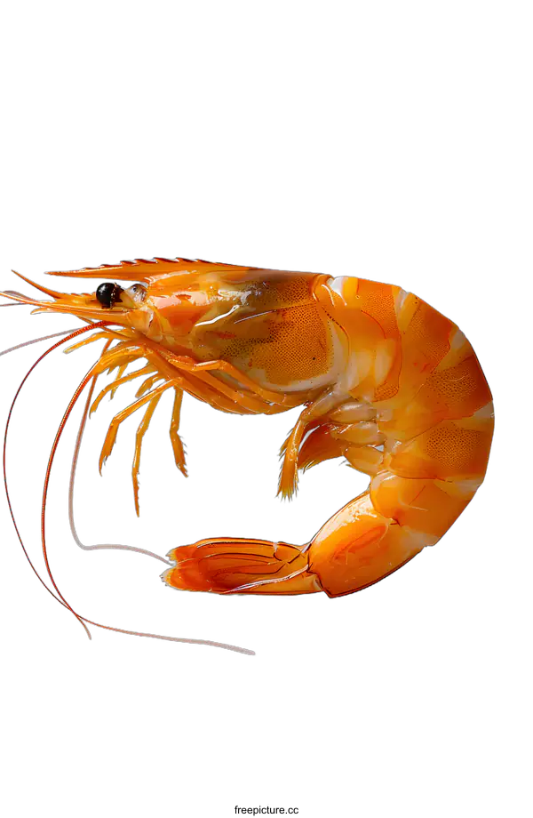 [Transparent Background PNG]Single cooked prawn on white background