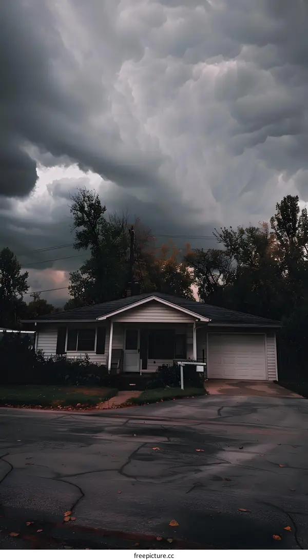Stormy Sky Over Suburban Home