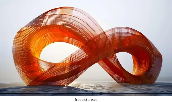 Orange sculpture of twisted infinity symbol