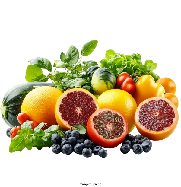 [Transparent Background PNG]Assortment of Colorful Fruits and Vegetables
