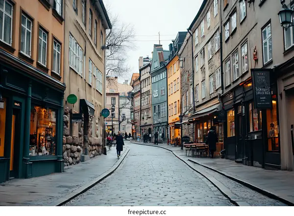 Cobblestone Street in Old Town Stockholm, Sweden