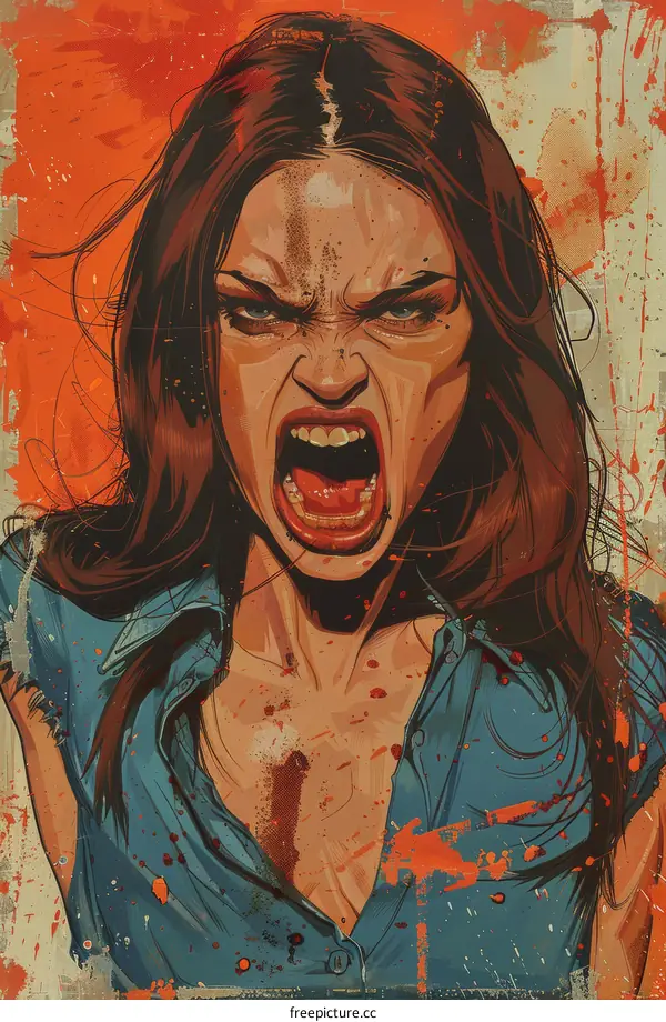 Portrait of a screaming woman