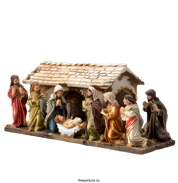 [Transparent Background PNG]Nativity Scene with Jesus, Mary, Joseph, and Angels