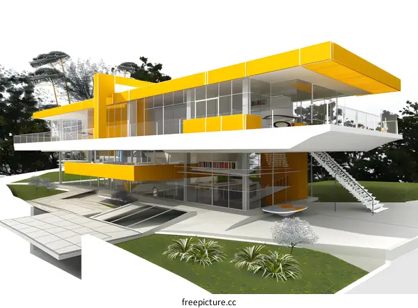 Modern Yellow House Architectural Design