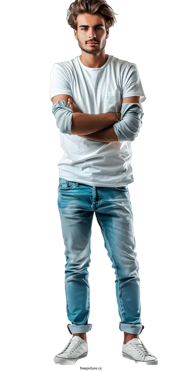 [Transparent Background PNG]Handsome guy with crossed arms