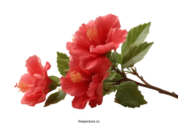 [Transparent Background PNG]Beautiful Red Hibiscus Flowers Close-up
